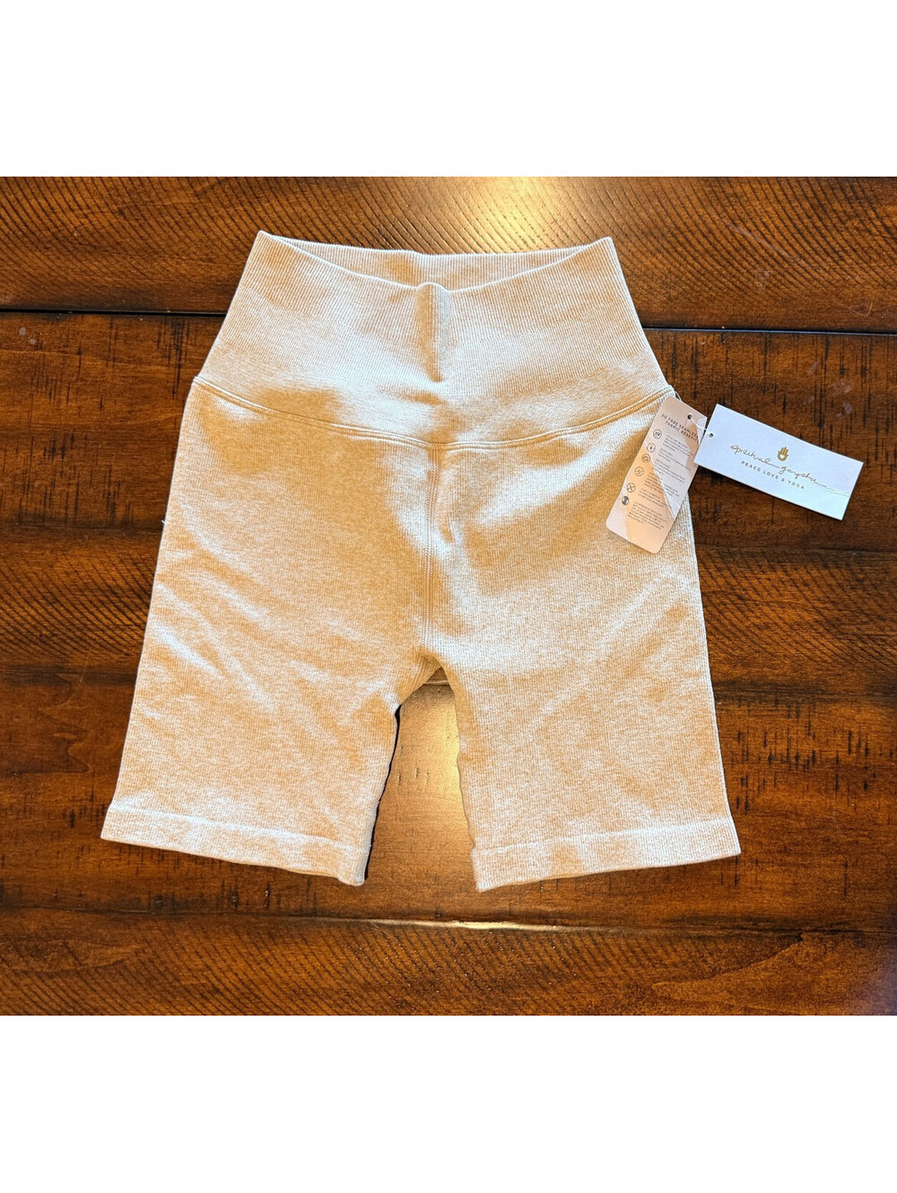 Spiritual Gangster Heather Biker Shorts XS/S Biscotti Seamless NWT $68